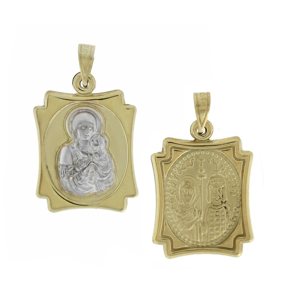 VIRGIN MARY Double Sided SENZIO Collection K9 Yellow & White Gold 3VAR.D24P