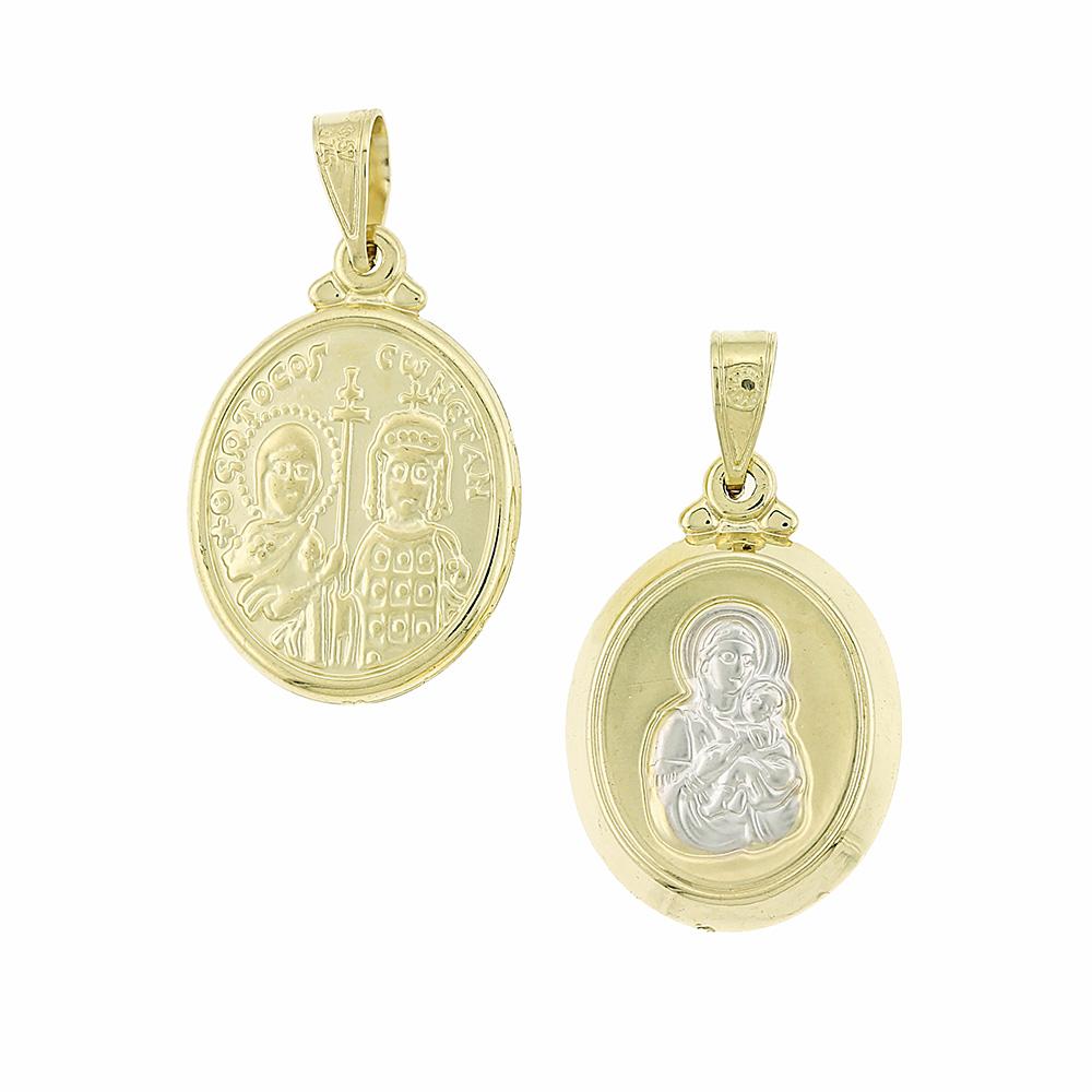 PENDANT Virgin Mary Double-sided SENZIO Collection K9 Yellow Gold 3VAR.D22P