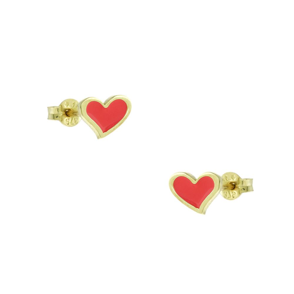 EARRINGS Kids Hearts Yellow Gold K9 with Enamel 3VAR.03.111POR