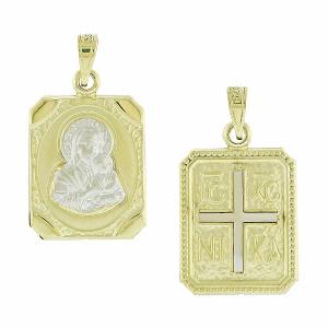 VIRGIN MARY Double Sided Bicolor 9K Yellow and White Gold 3VAR.220P - 24737