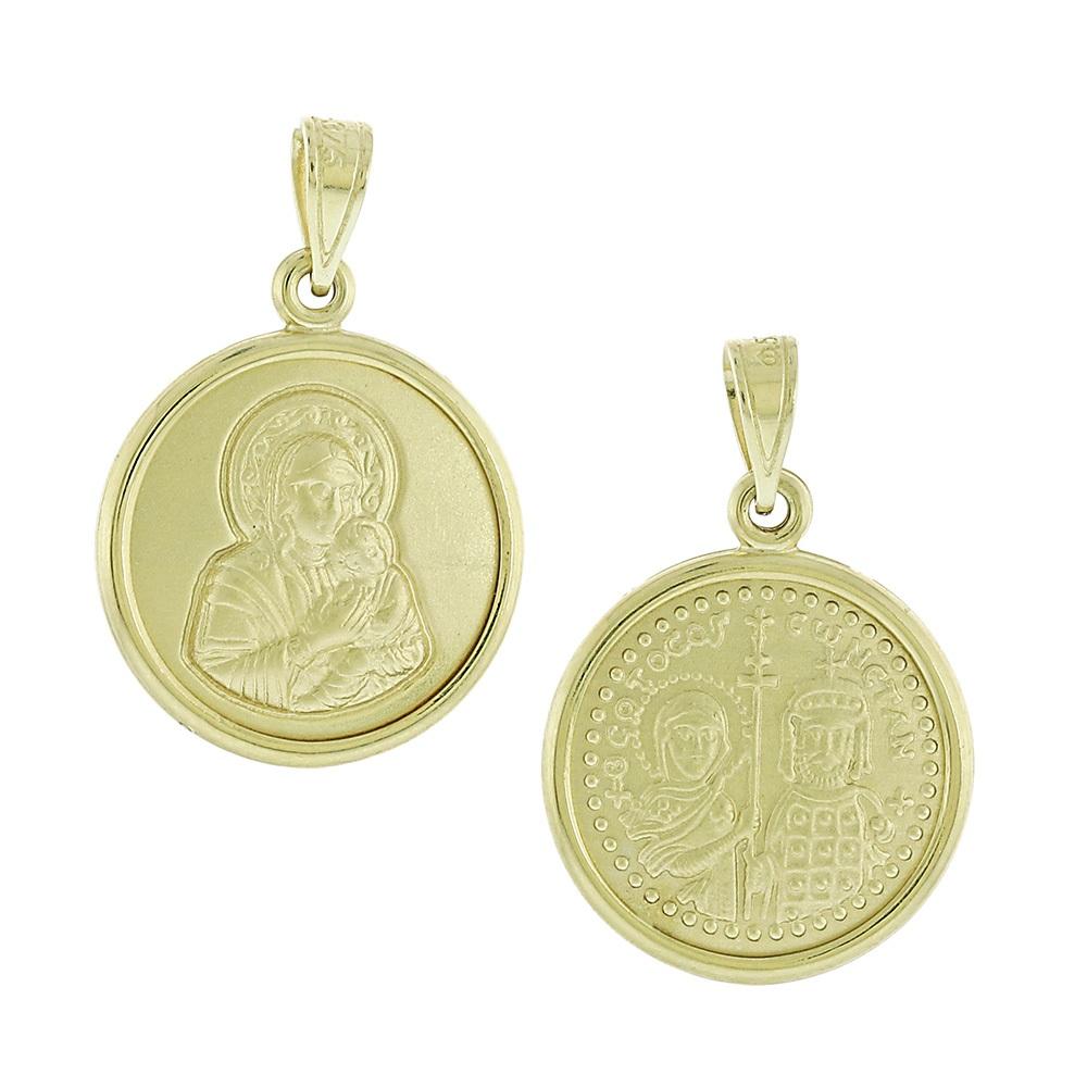 VIRGIN MARY Double Sided 9K Yellow Gold 3VAR.226P