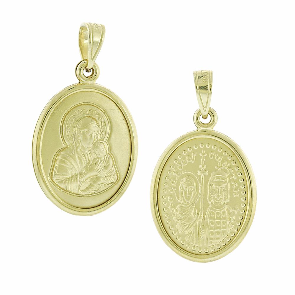 VIRGIN MARY Double Sided 9K Yellow Gold 3VAR.228P