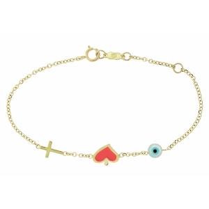 BRACELET Kids Heart K9 in Yellow Gold with Enamel 3VAR.547B - 14204