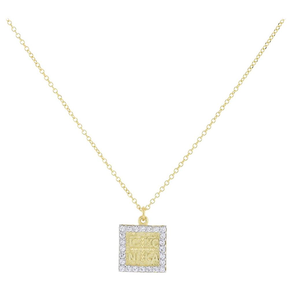 NECKLACE Christian Charms in 9K Yellow Gold with Chain and Zircon Stones 3VAR.01.761C