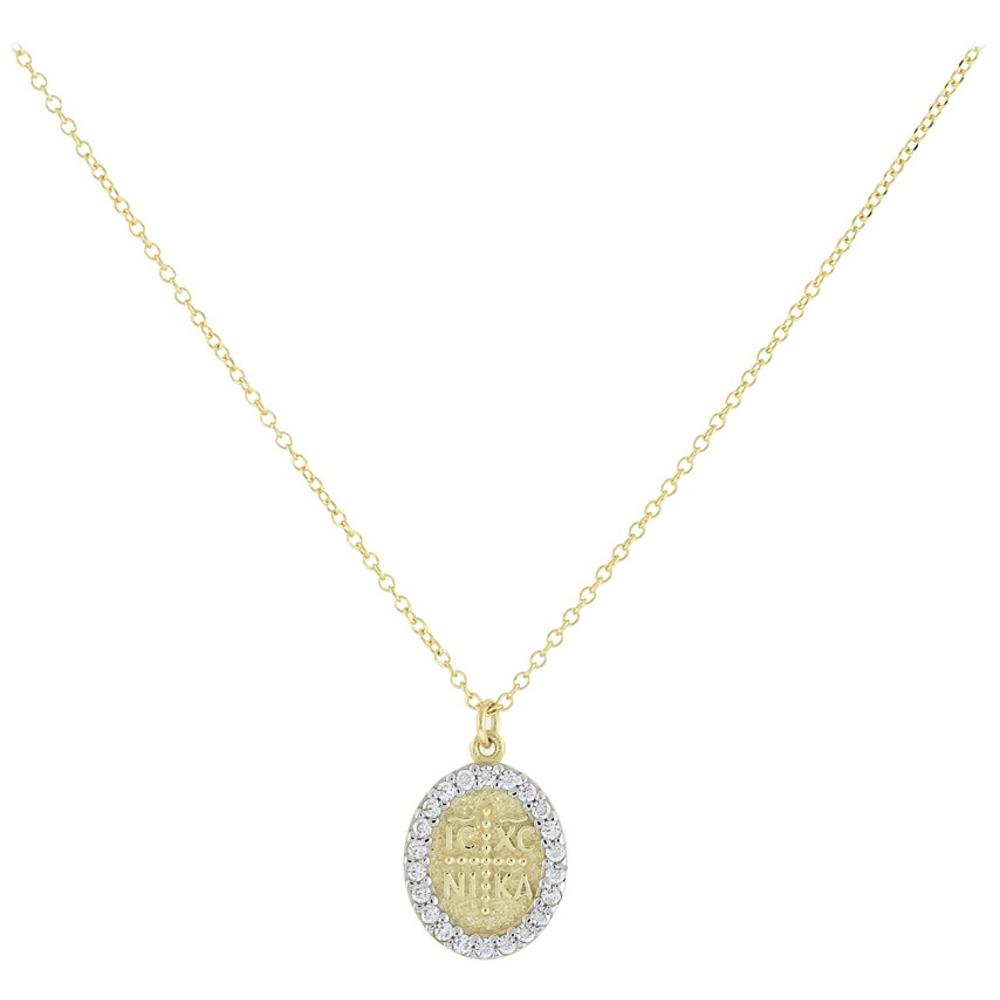 NECKLACE Christian Charms in 9K Yellow Gold with Chain and Zircon Stones 3VAR.01.762C