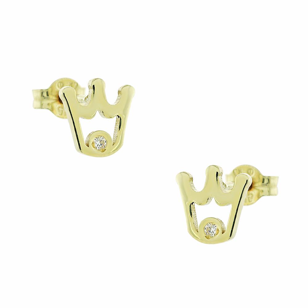 EARRINGS Crowns Yellow Gold K9 with Zircon 3VAR.82OR
