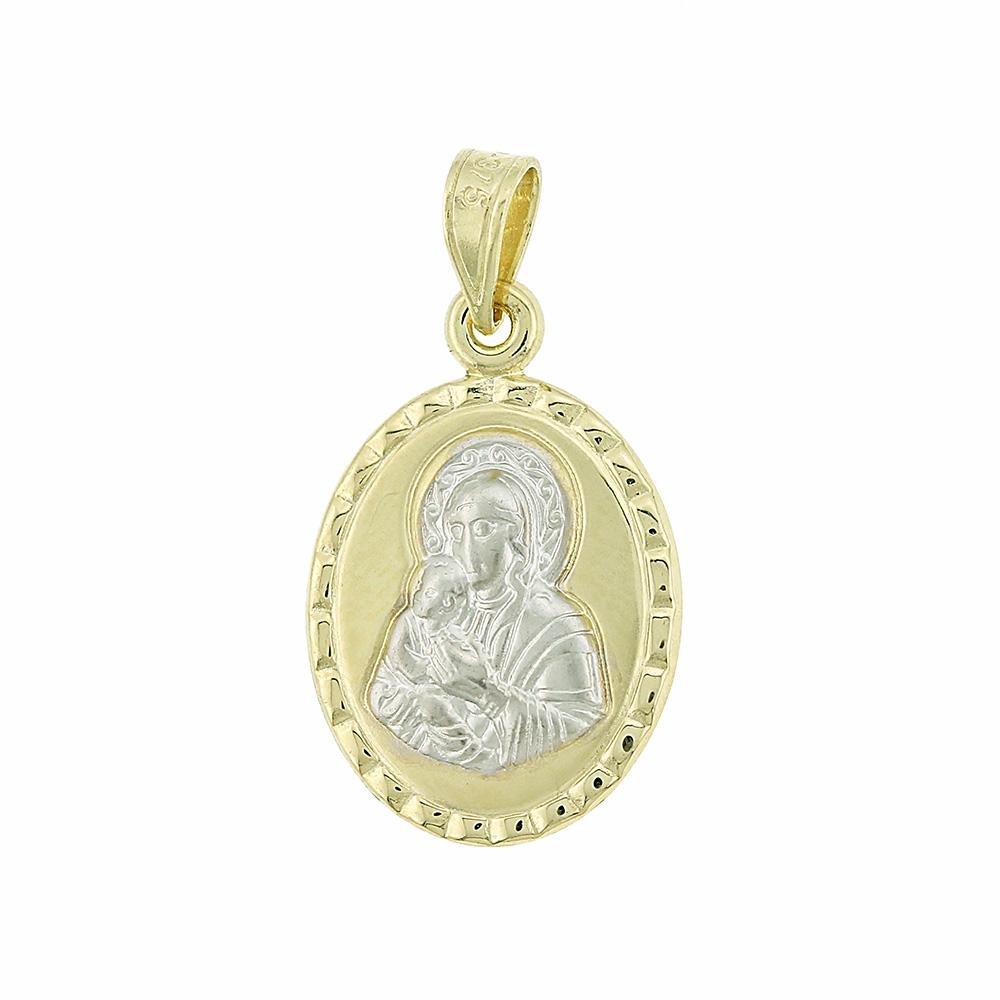 VIRGIN MARY Bicolor 9K Yellow and White Gold 3VAR.9P