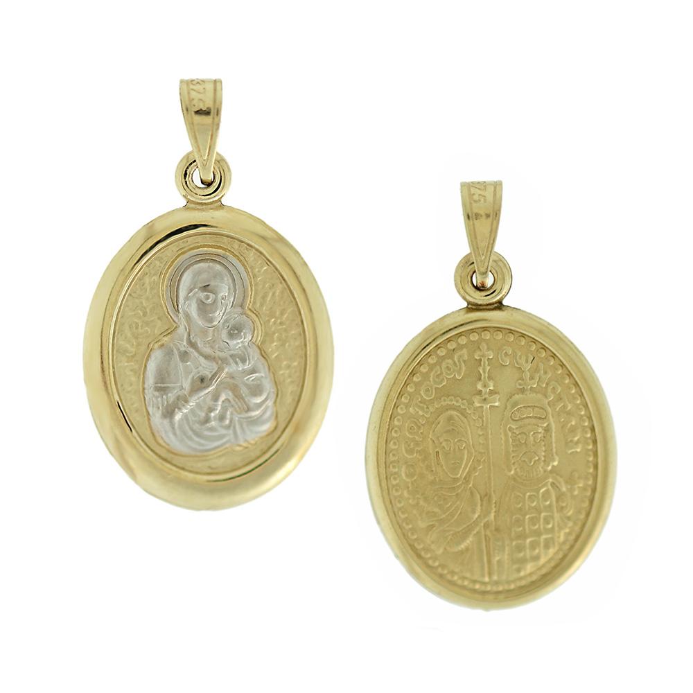 VIRGIN MARY Double Sided Bicolor 9K Yellow and White Gold 3VAR.D26P