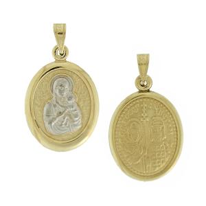 VIRGIN MARY Double Sided Bicolor 9K Yellow and White Gold 3VAR.D26P - 14230