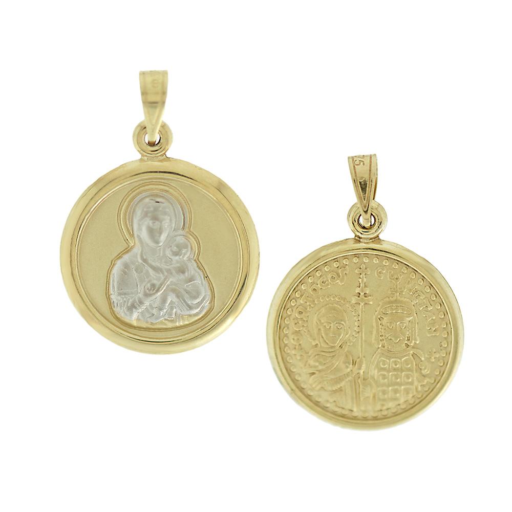 VIRGIN MARY Double Sided Bicolor 9K Yellow and White Gold 3VAR.D31P