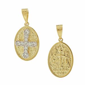 CHRISTIAN CHARMS Double Sided from 9K Yellow & White Gold with Zircon Stones 3VAR.D403P - 14238