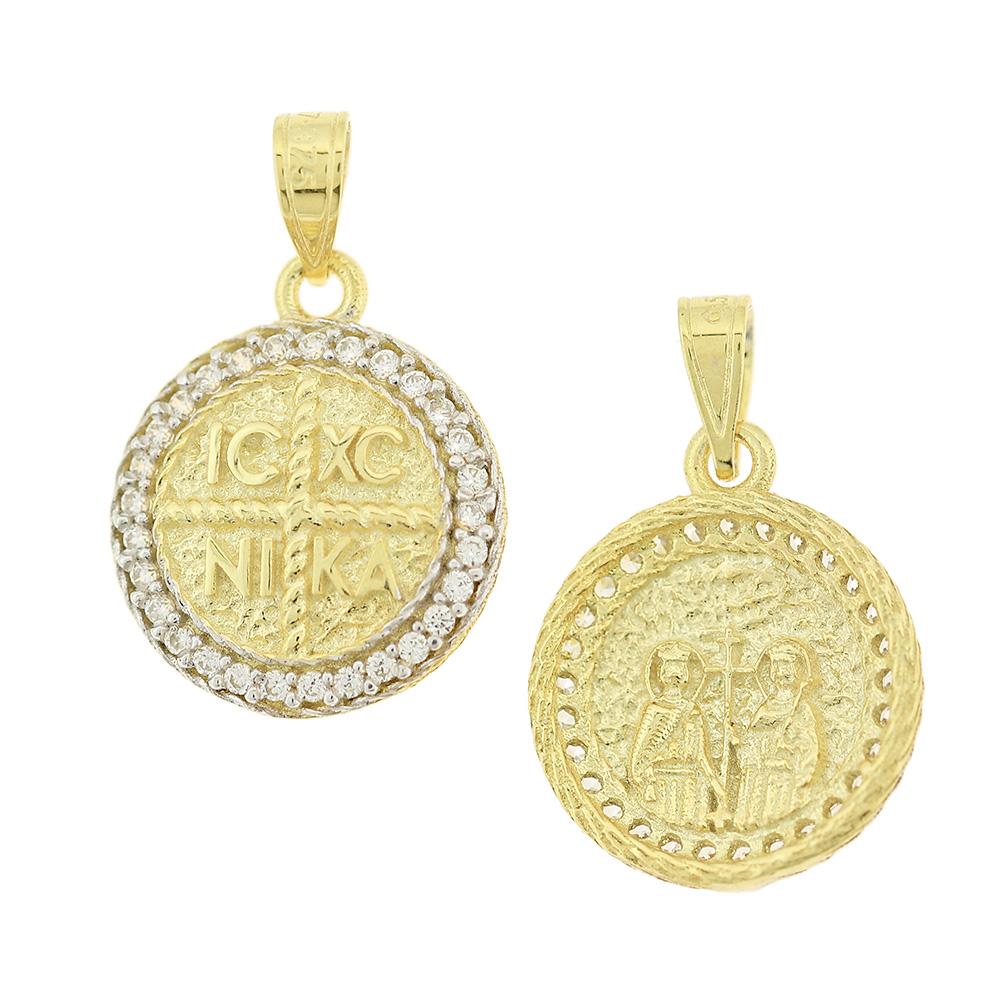 CHRISTIAN CHARMS Double Sided SENZIO Collection K9 Yellow Gold with Zircon Stones 3VAR.DK310P