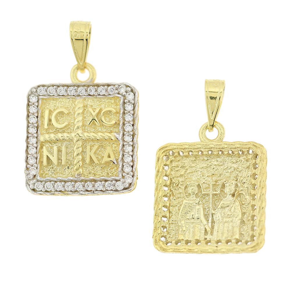CHRISTIAN CHARMS Double Sided SENZIO Collection K9 Yellow Gold with Zircon Stones 3VAR.DK311P