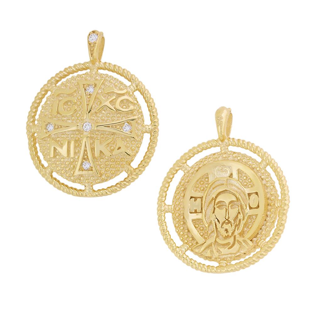 CHRISTIAN CHARMS Double Sided SENZIO Collection K9 Yellow Gold with Zircon Stones 3VAR.DK317P