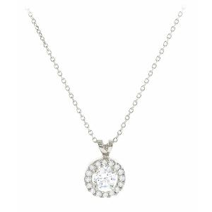 NECKLACE Rosette with Zircon in 9K White Gold 3SOU.04.493LK - 14258