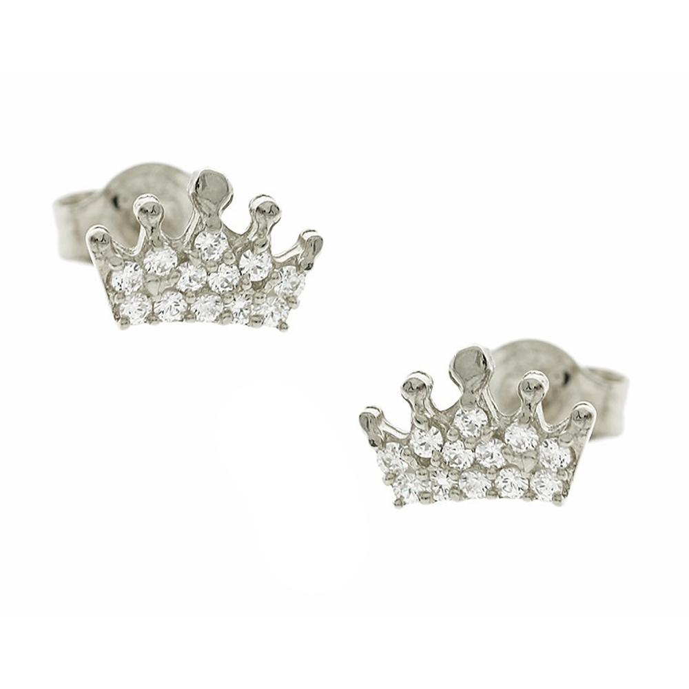 EARRINGS Crowns White Gold K9 with Zircon 3SOU.02.800LSK