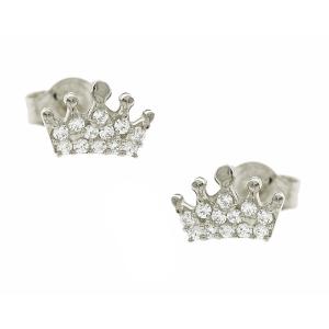 EARRINGS Crowns White Gold K9 with Zircon 3SOU.02.800LSK - 12302