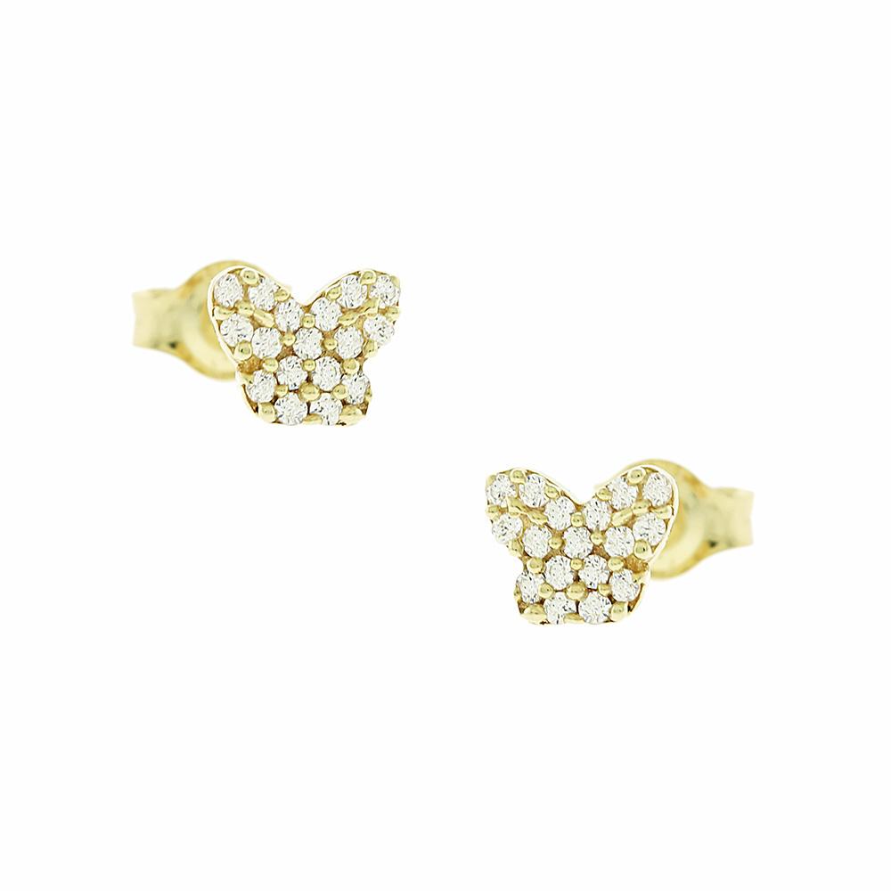 EARRINGS Butterflies Yellow Gold 9K with Zircon 3SOU.02.803SK