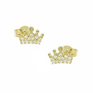 EARRINGS Crowns Yellow Gold K9 with Zircon 3SOU.02.800SK - 13310