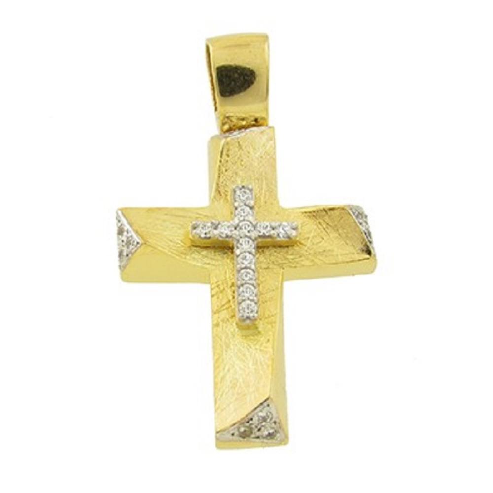 CROSS Women's Hand Made SENZIO Collection K14 from Yellow & White Gold with Zircon Stones 4-687