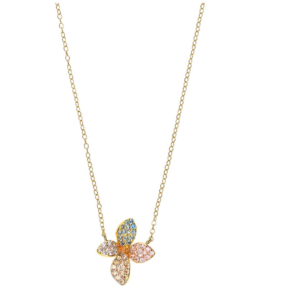 BREEZE Gold Necklace with Crystals 925° Silver 413018.1