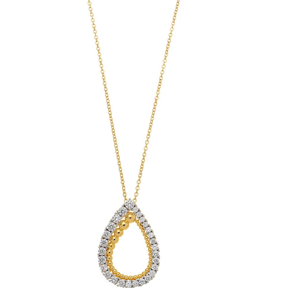 BREEZE Gold Tear Necklace with Crystals 925° Silver 413020.1