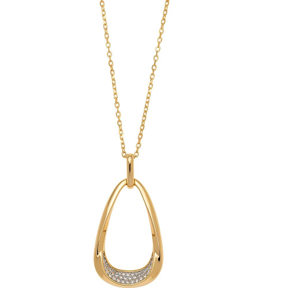 BREEZE Gold Tear Necklace with Crystals 925° Silver 413025.1