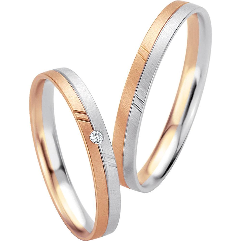 BREUNING Basic Light Collection Wedding Rings White and Rose Gold 4211-4212RW