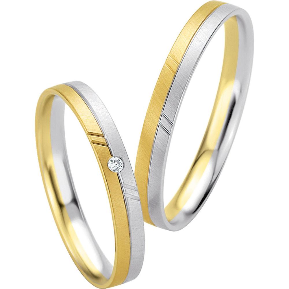 BREUNING Basic Light Collection Wedding Rings White and Yellow Gold 4211-4212YW
