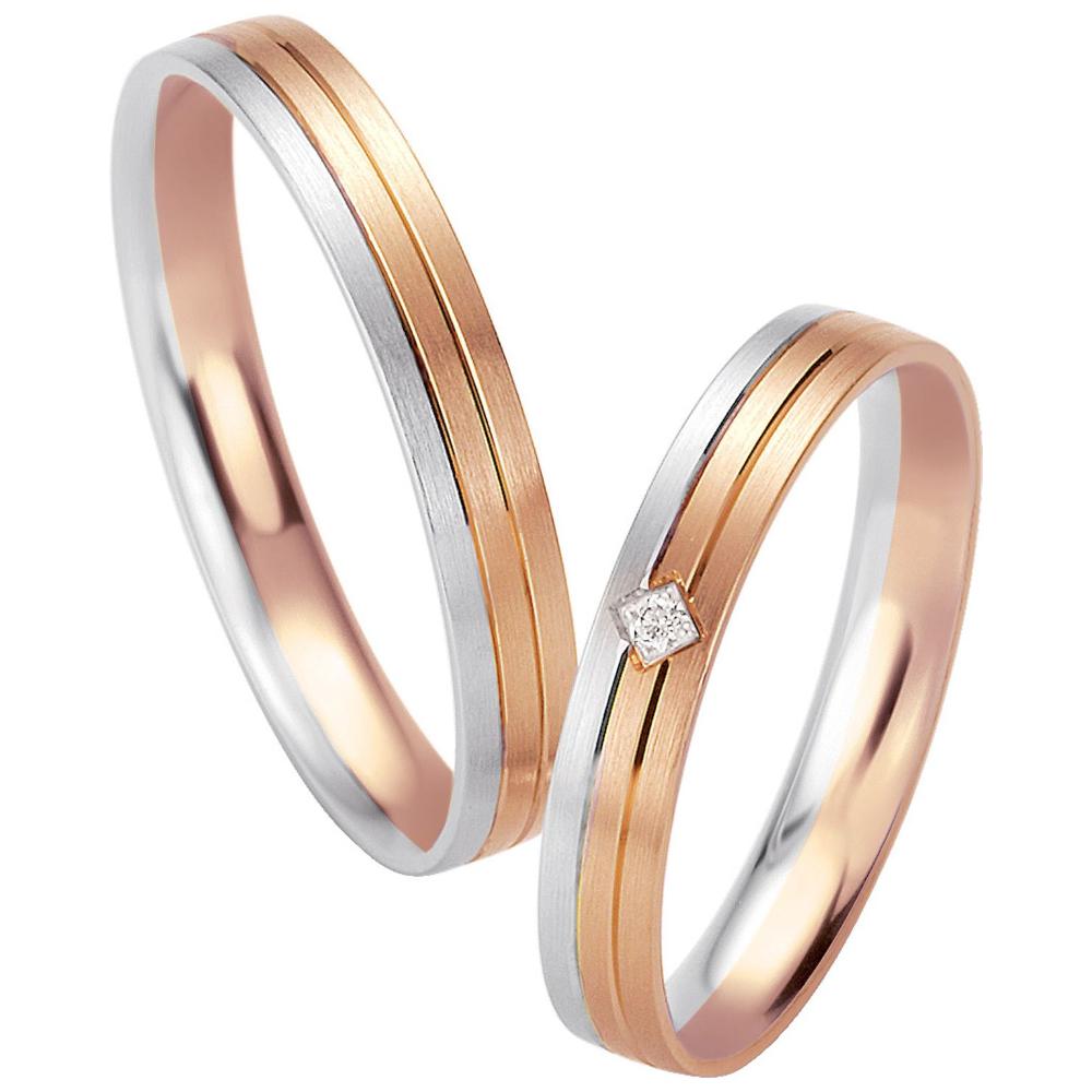 BREUNING Basic Light Collection Wedding Rings White and Rose Gold 4213-4214RW