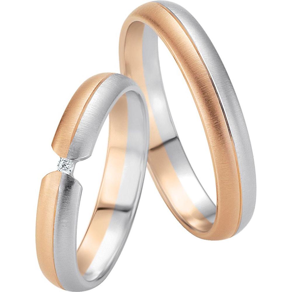  BREUNING Basic Light Collection Wedding Rings White and Rose Gold 4215-4216RW