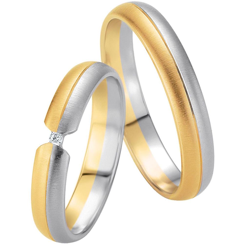 BREUNING Basic Light Collection Wedding Rings White and Yellow Gold 4215-4216YW