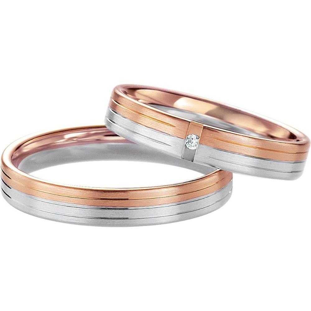 BREUNING Basic Light Collection Wedding Rings White and Rose Gold 4217-4218RW