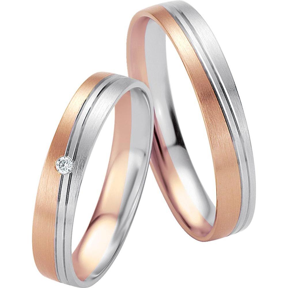 BREUNING Basic Light Collection Wedding Rings White and Rose Gold 4219-4220RW
