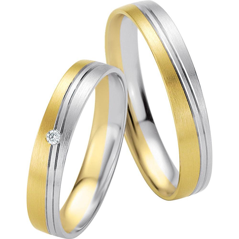 BREUNING Basic Light Collection Wedding Rings White and Yellow Gold 4219-4220YW