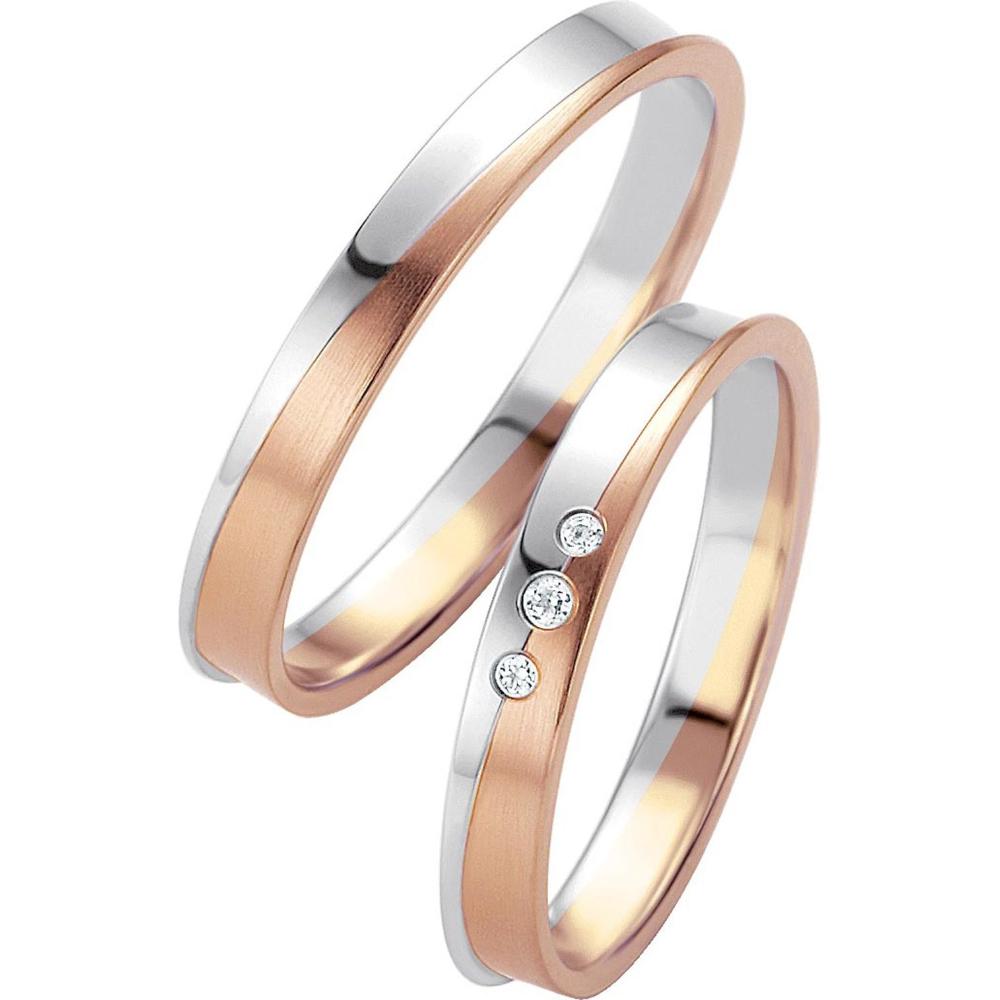 BREUNING Basic Light Collection Wedding Rings White and Rose Gold 4231-4232RW