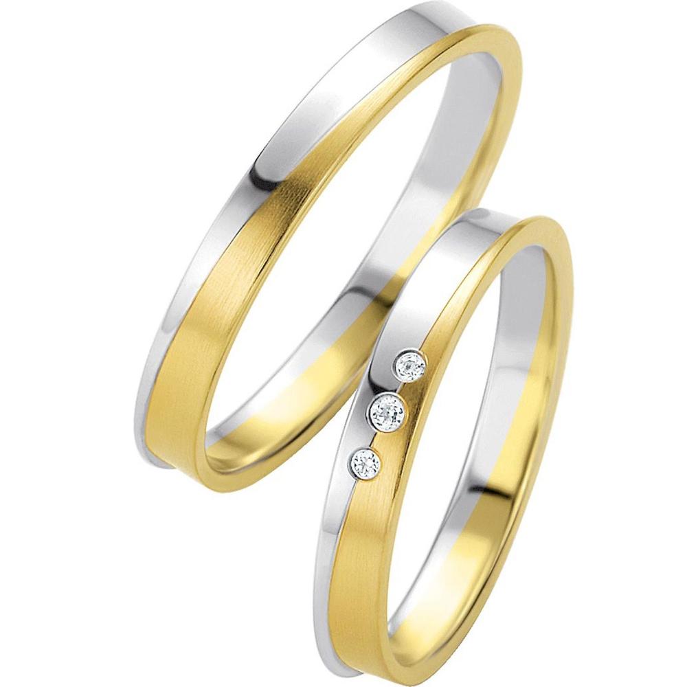 BREUNING Basic Light Collection Wedding Rings White and Yellow Gold 4231-4232YW