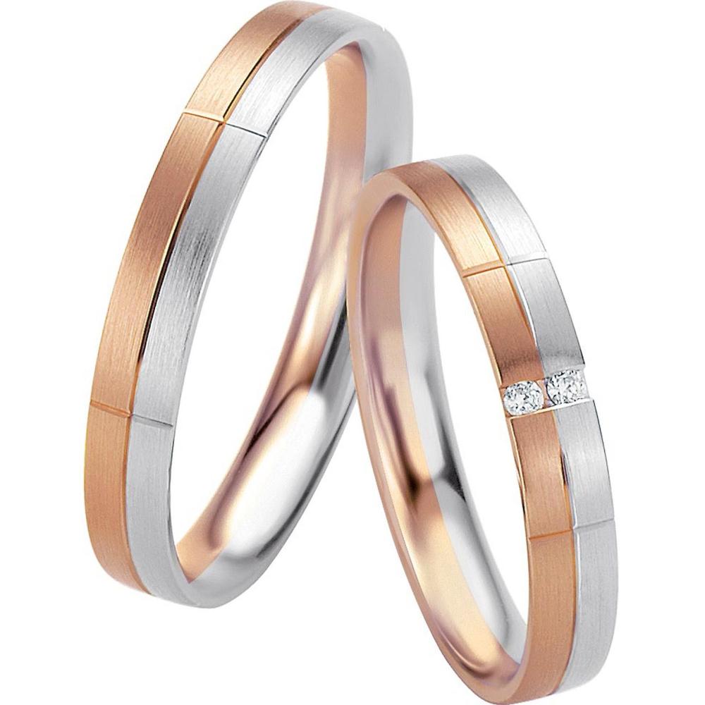 BREUNING Basic Light Collection Wedding Rings White and Rose Gold 4233-4234RW