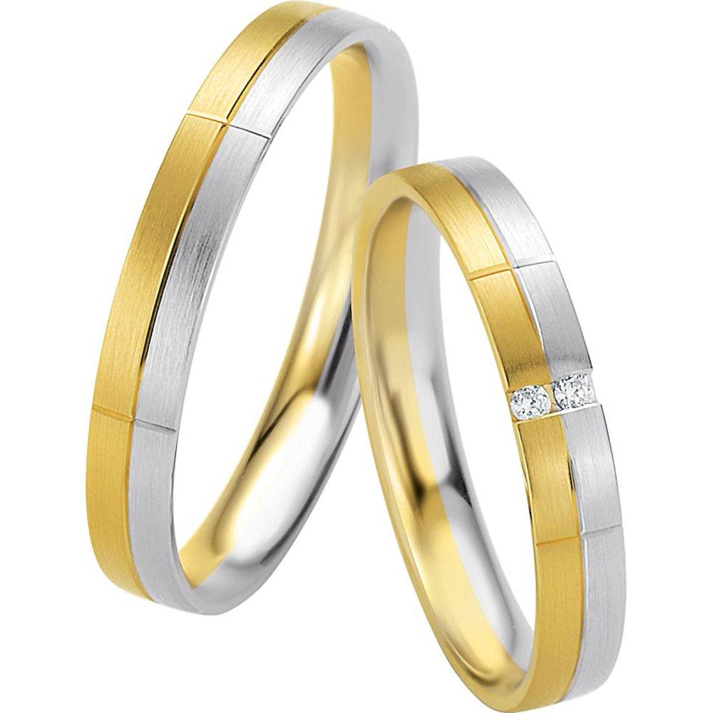 BREUNING Basic Light Collection Wedding Rings White and Yellow Gold 4233-4234YW