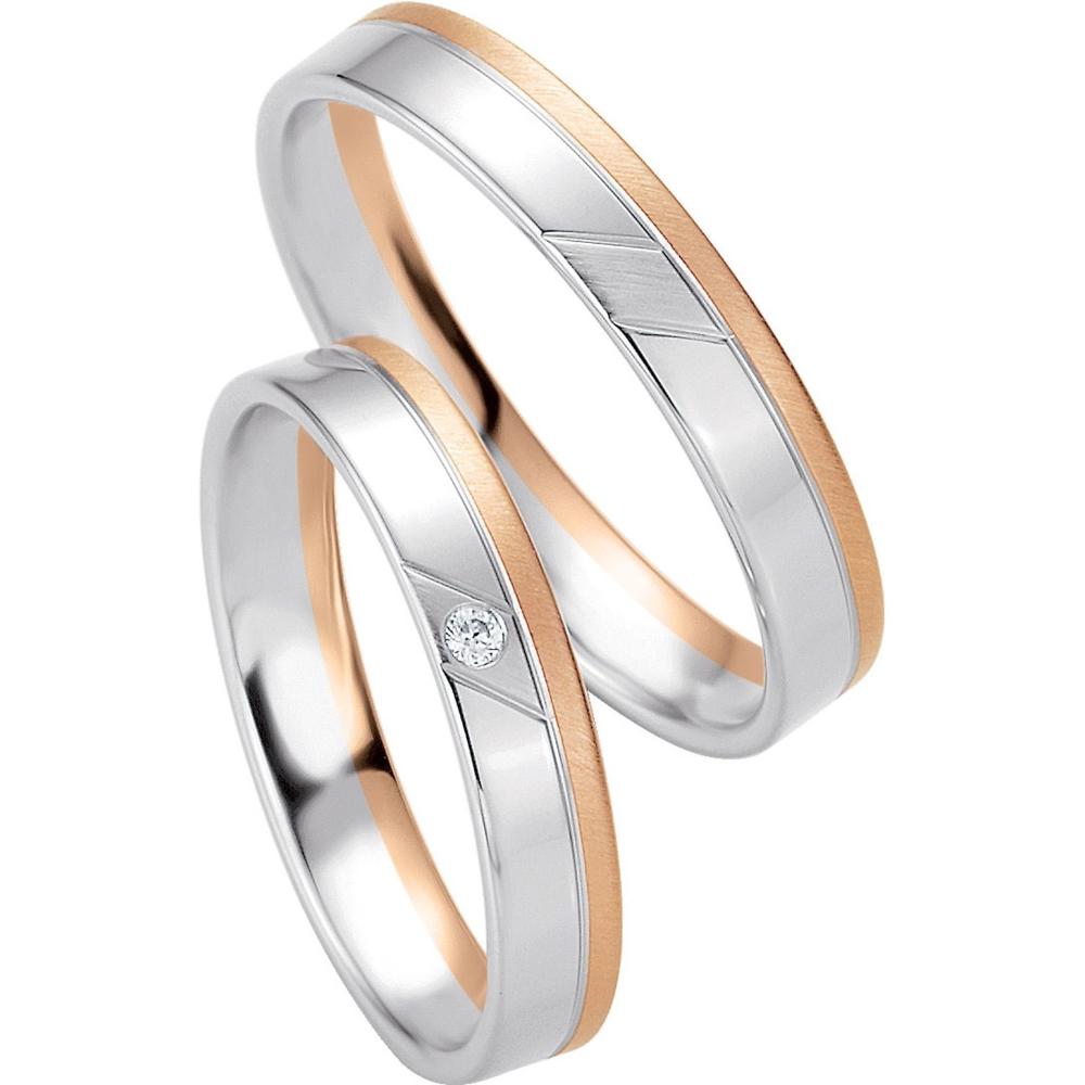 BREUNING Basic Light Collection Wedding Rings White and Rose Gold 4235-4236RW