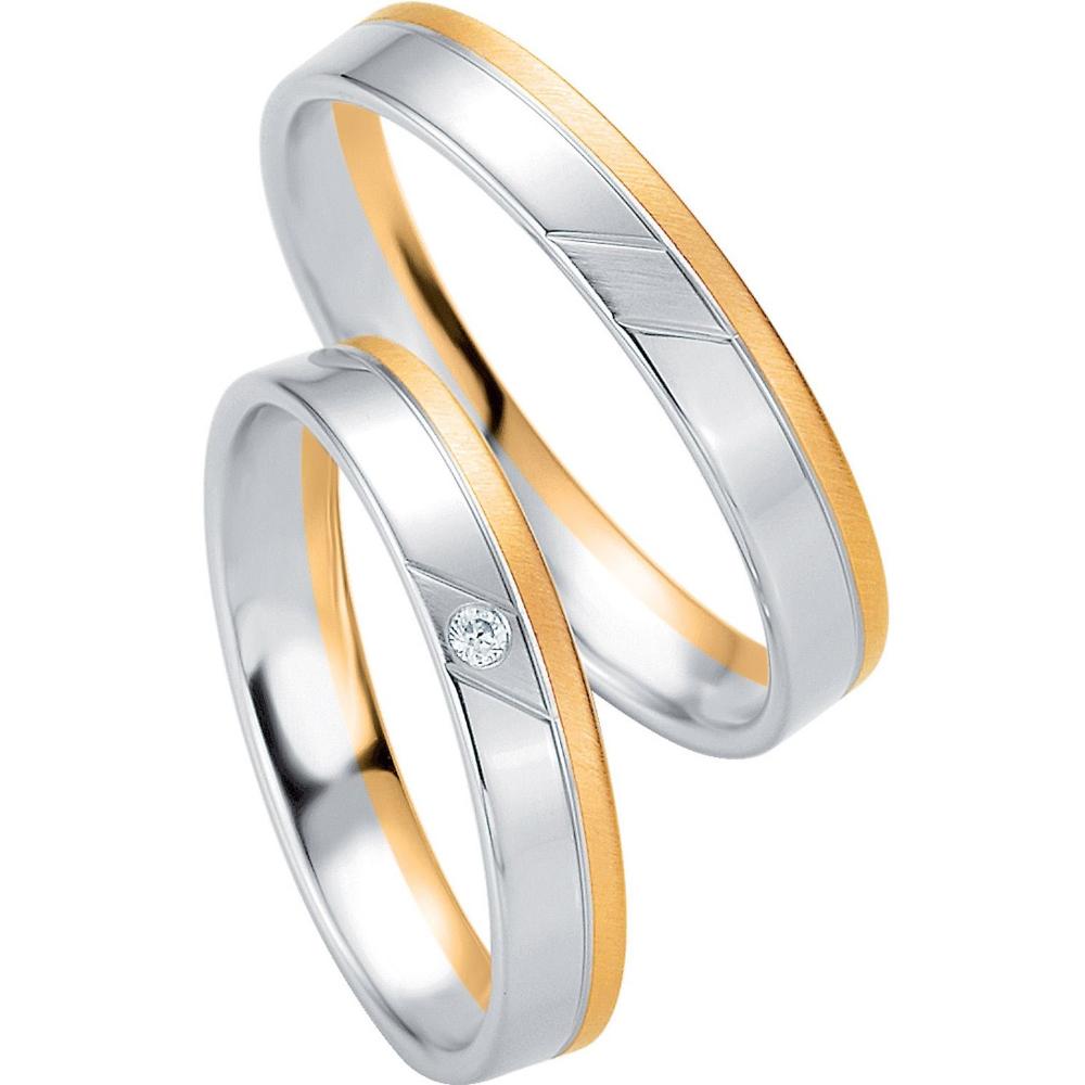 BREUNING Basic Light Collection Wedding Rings White and Yellow Gold 4235-4236YW