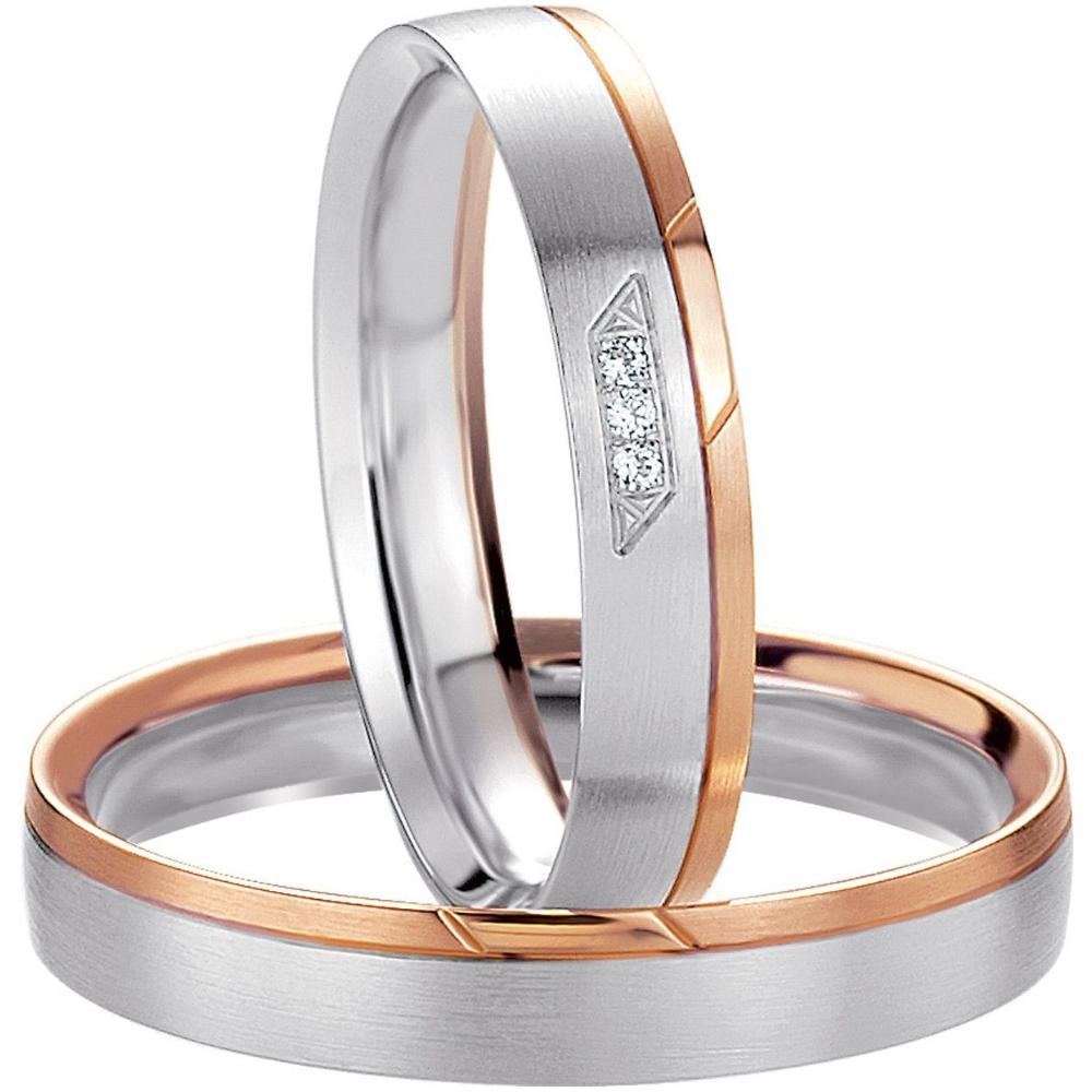 BREUNING Basic Light Collection Wedding Rings White and Rose Gold 4237-4238RW