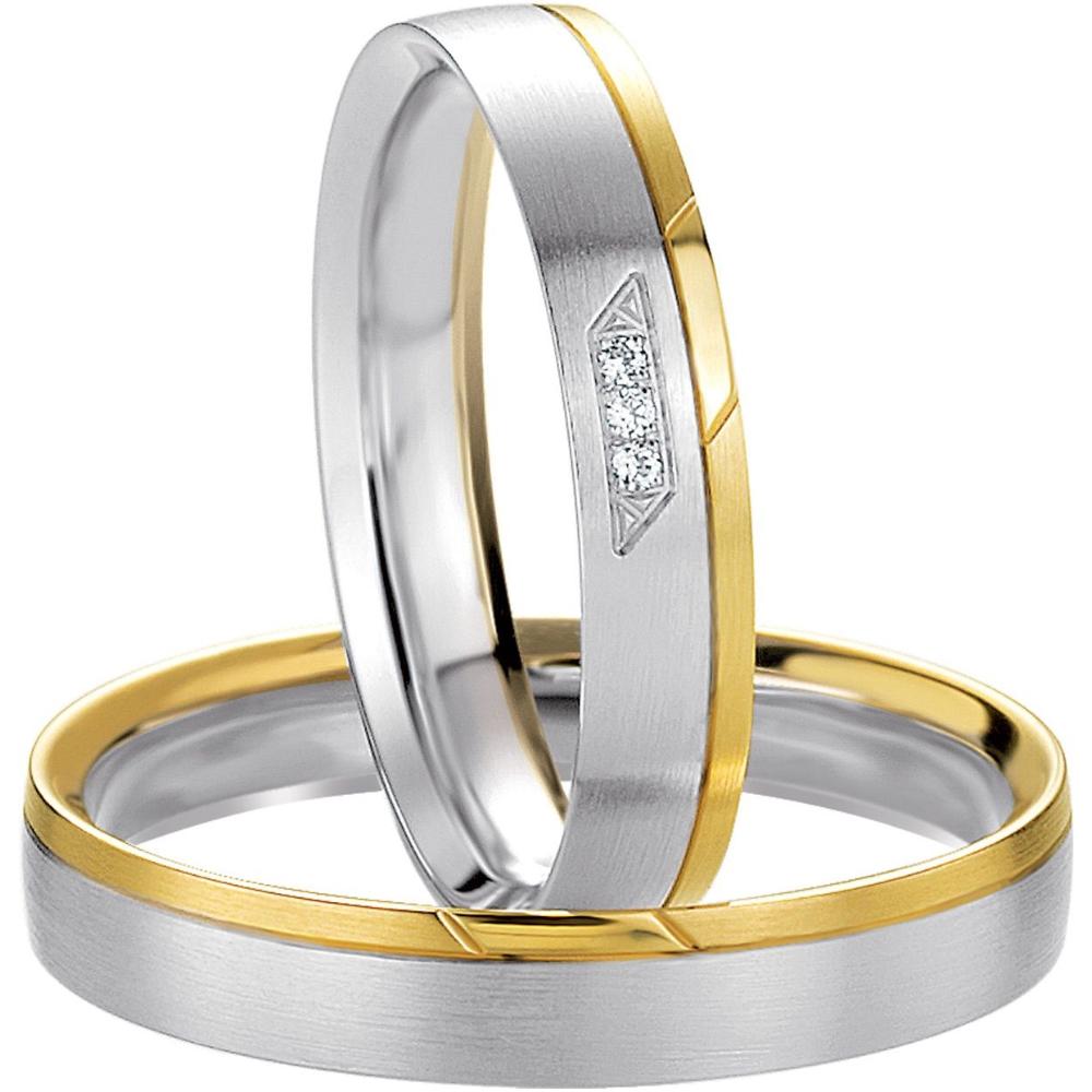 BREUNING Basic Light Collection Wedding Rings White and Yellow Gold 4237-4238YW