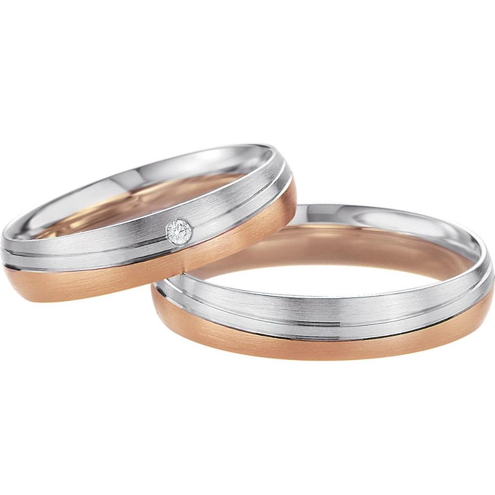 BREUNING Basic Light Collection Wedding Rings White and Rose Gold 4239-4240RW