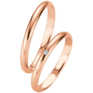 BREUNING Basic Slim Collection Wedding Rings Rose Gold 4311-4312R - 19230
