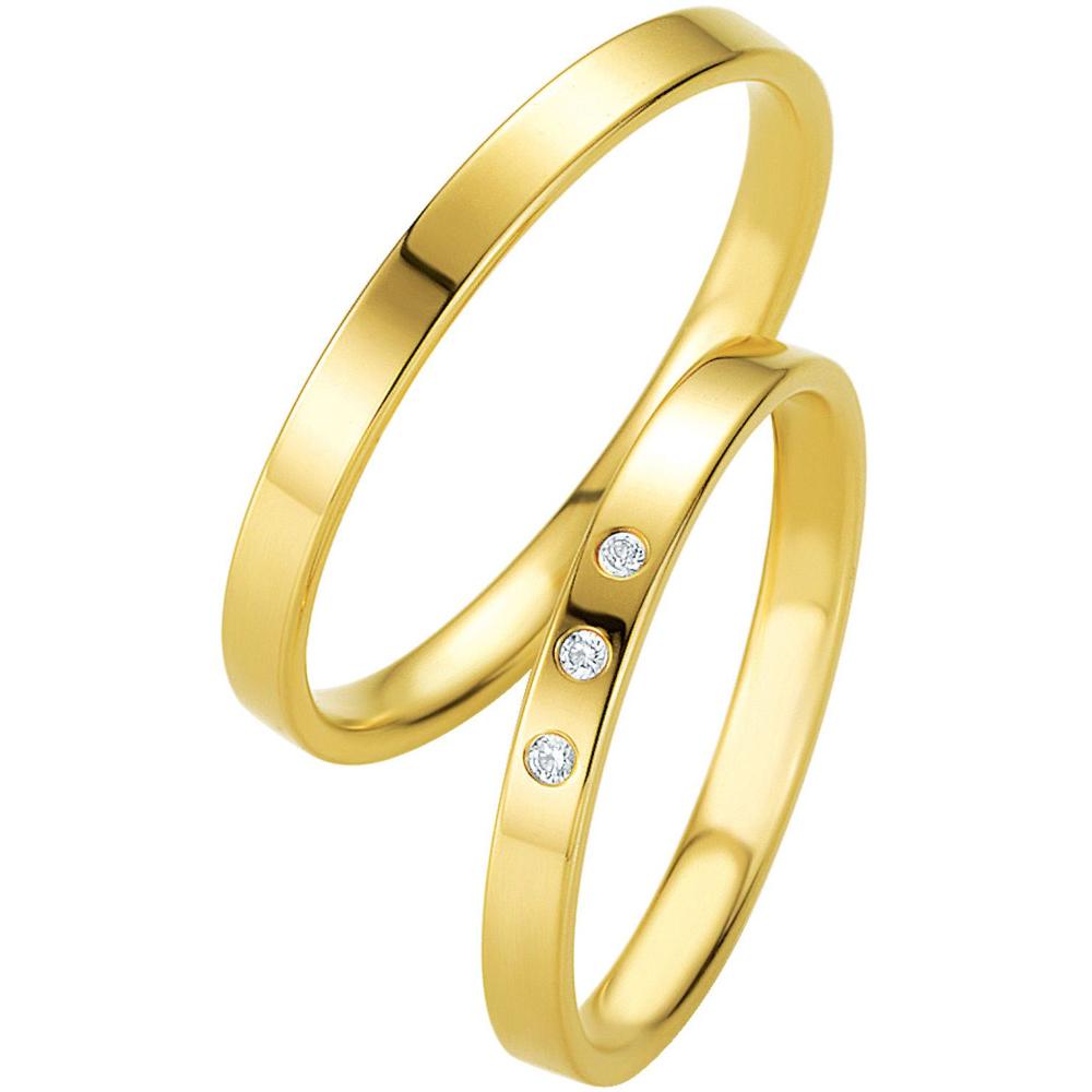 BREUNING Basic Slim Collection Wedding Rings Yellow Gold 4313-4314Y