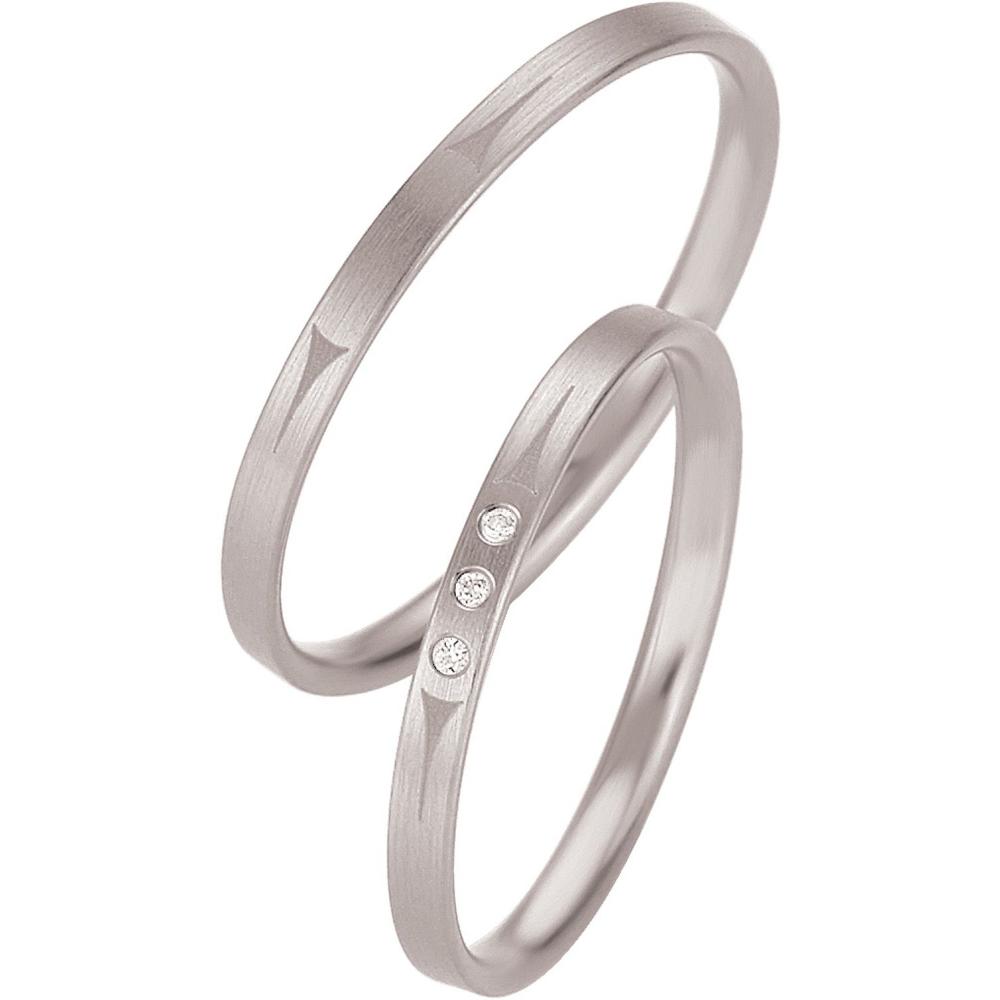 BREUNING Basic Slim Collection Wedding Rings White Gold 4319-4320W