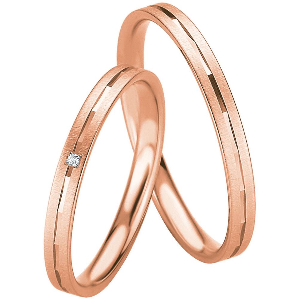 BREUNING Basic Slim Collection Wedding Rings Rose Gold 4321-4322R