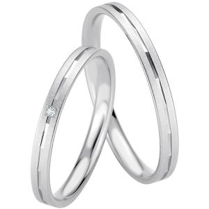 BREUNING Basic Slim Collection Wedding Rings White Gold 4321-4322W - 19117