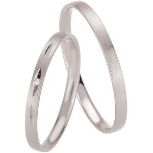 BREUNING Basic Slim Collection Wedding Rings White Gold 4331-4332W - 16187